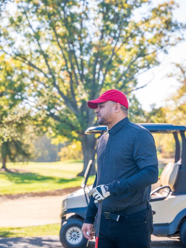 Aaron Davis on the course